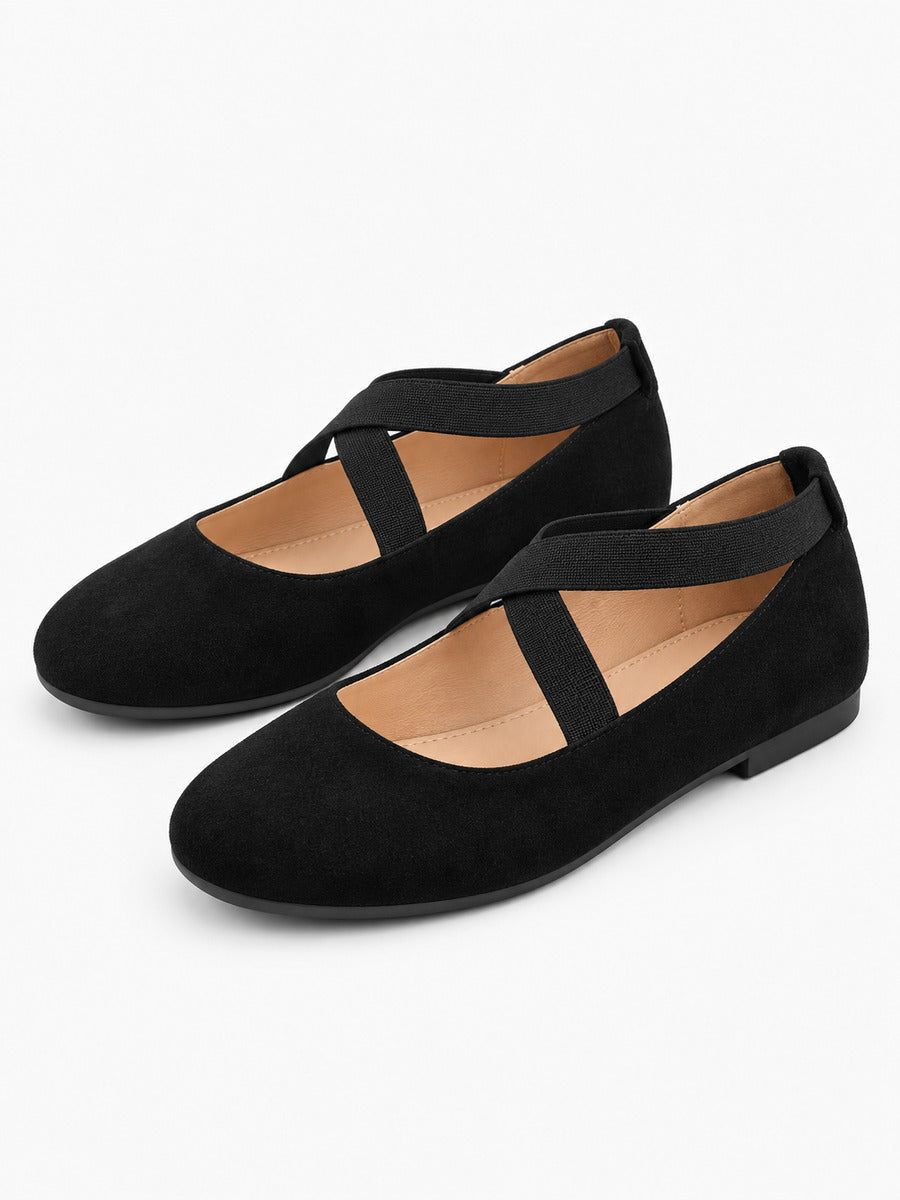Nelly – Babies Mary Jane en daim femme – Noir — trois quarts