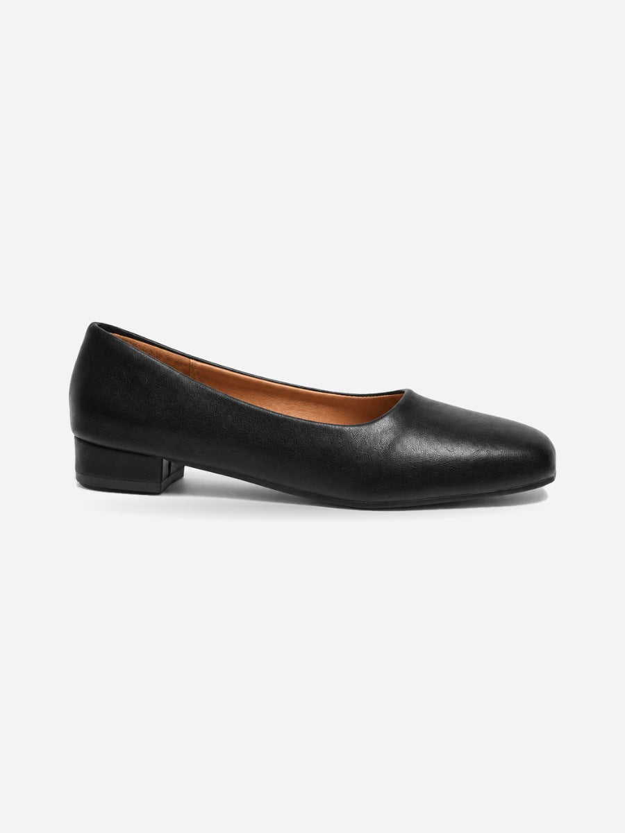 Norah – Ballerine plate de bureau femme – Noir — profil droit
