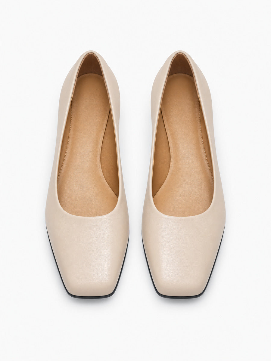 Norah – Ballerine plate de bureau femme – Beige — dessus