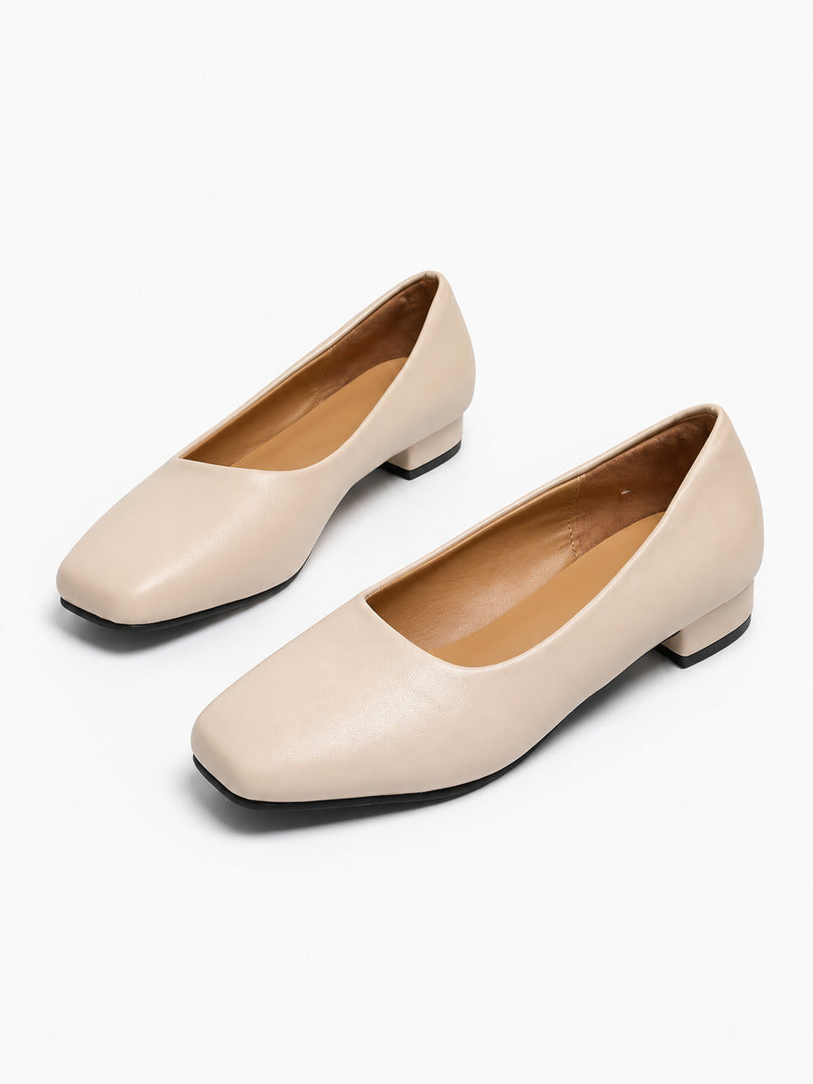 Norah – Ballerine plate de bureau femme – Beige — trois quarts