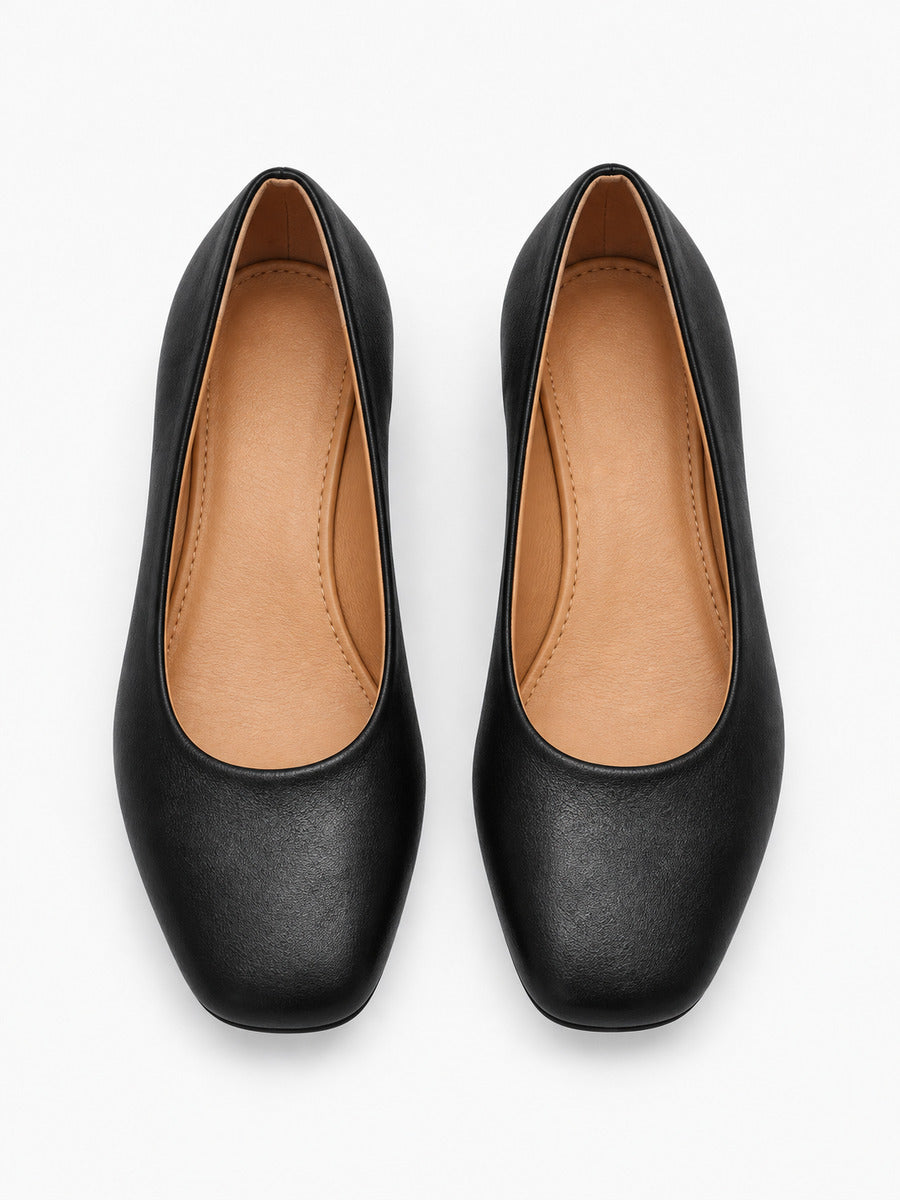 Norah – Ballerine plate de bureau femme – Noir — dessus