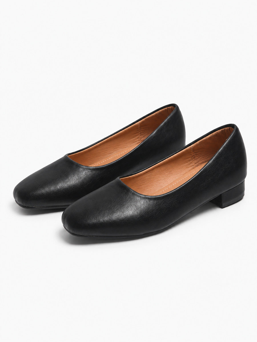 Norah – Ballerine plate de bureau femme – Noir — trois quarts
