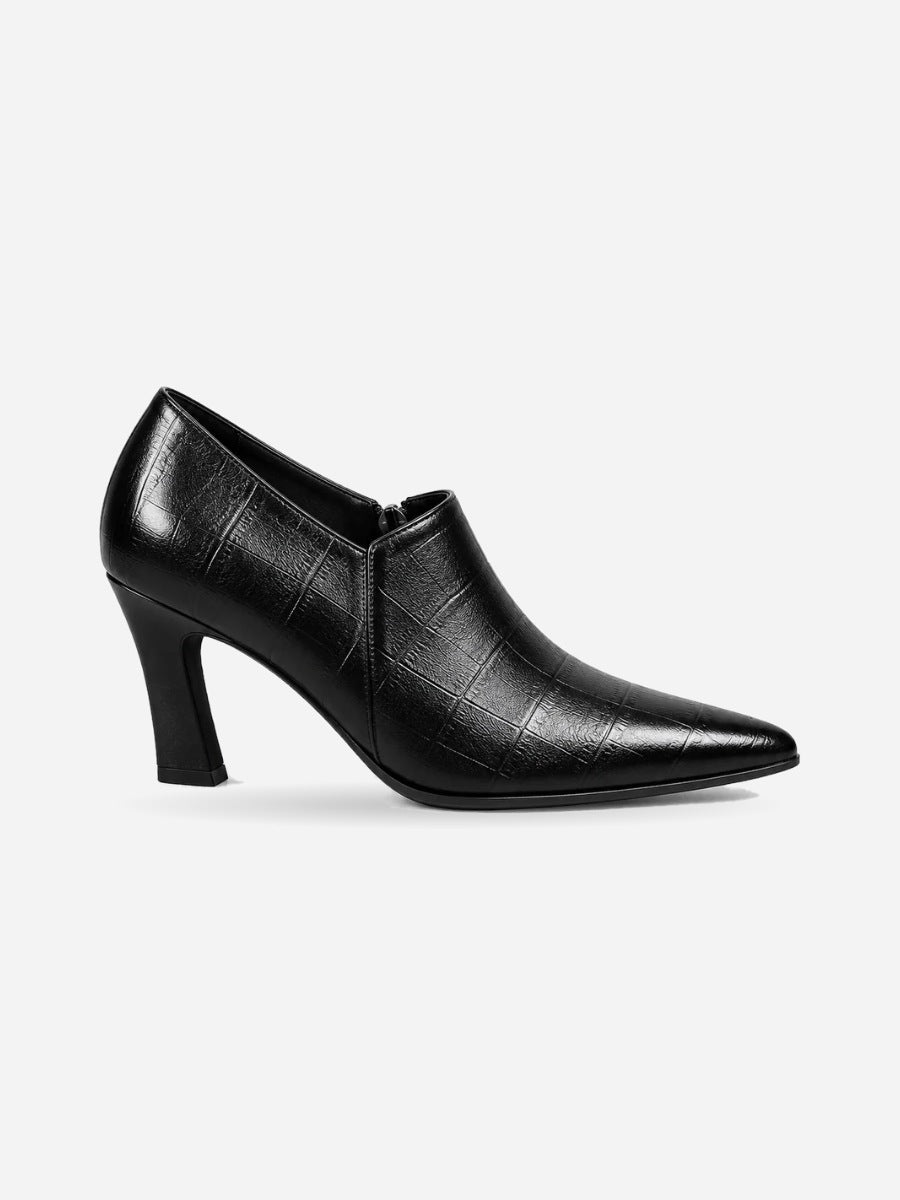 Océane – Escarpin à talon sabot noir femme — profil droit