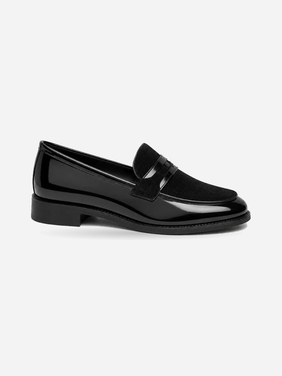Octave – Mocassin bicolore homme – Noir — profil droit