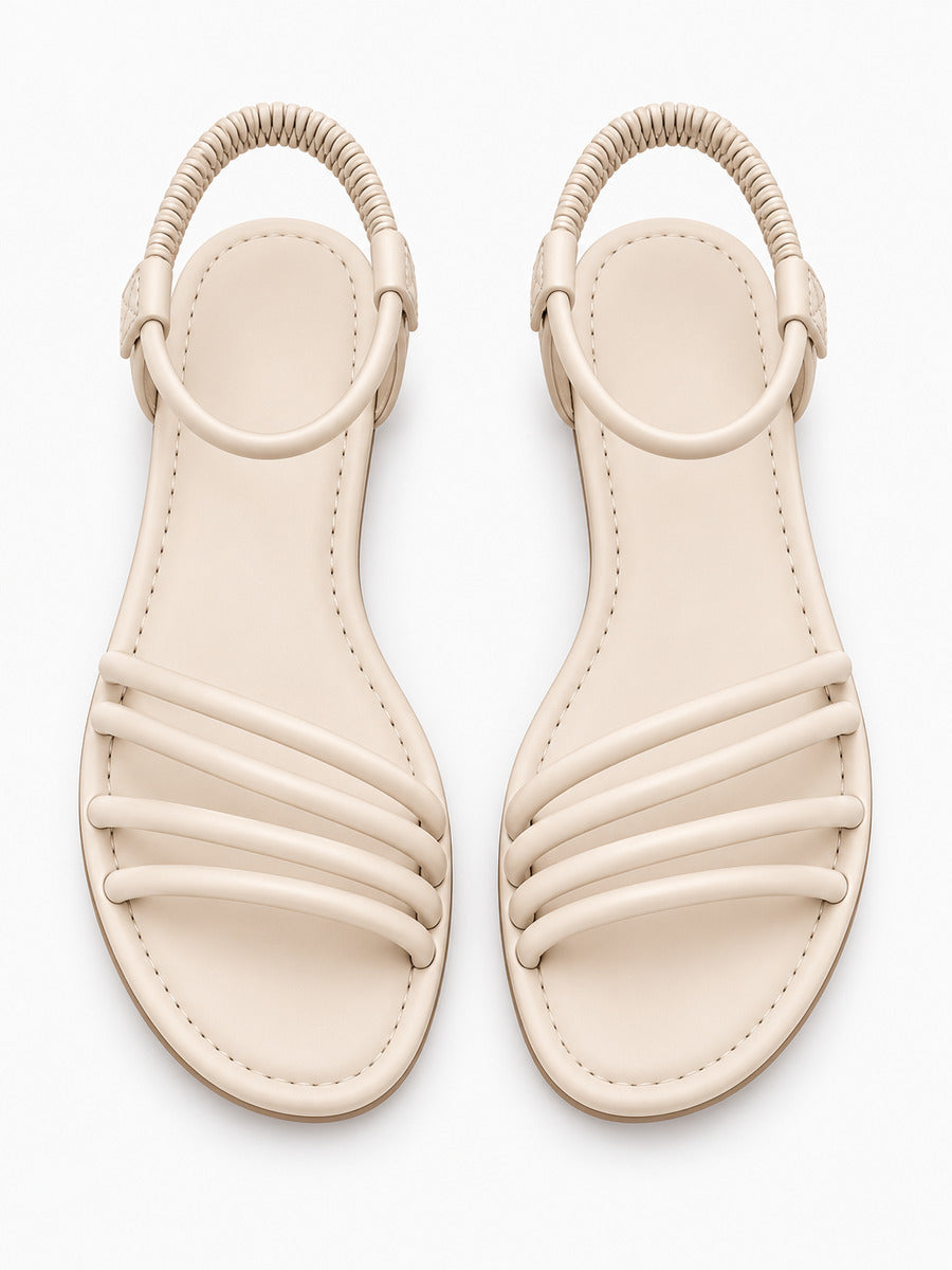 Odile – Sandale bohème femme – Beige — dessus