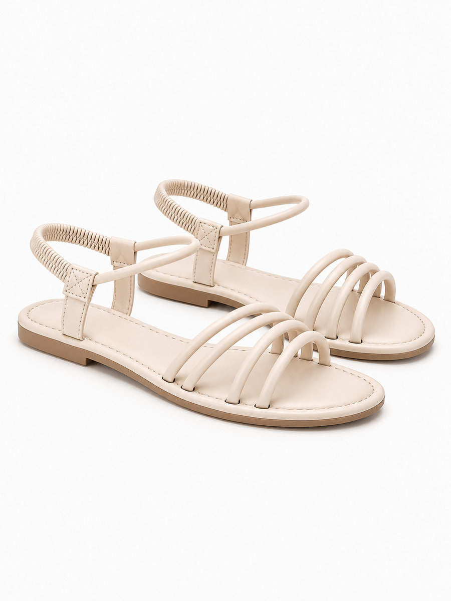 Odile – Sandale bohème femme – Beige — trois quarts