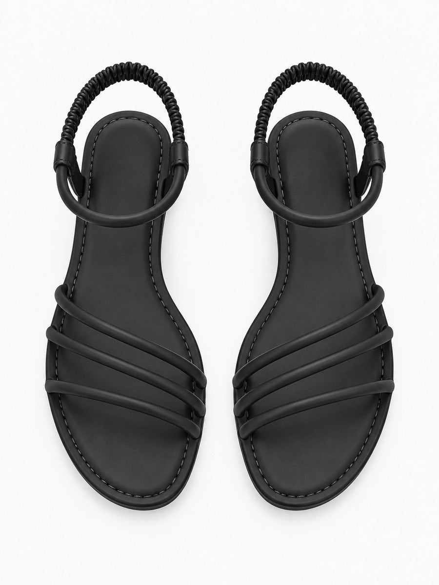 Odile – Sandale bohème femme – Noir — dessus