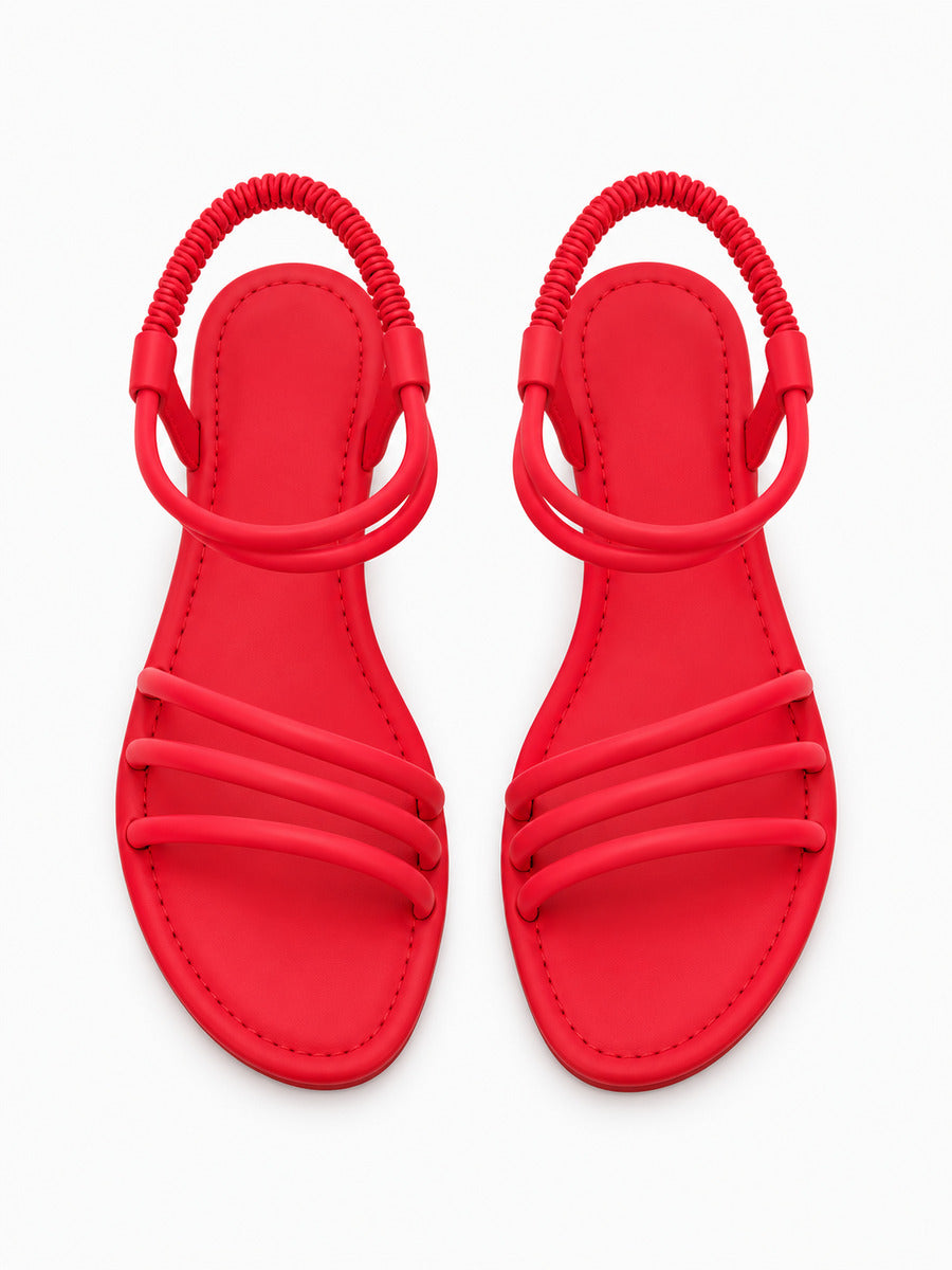 Odile – Sandale bohème femme – Rouge — dessus