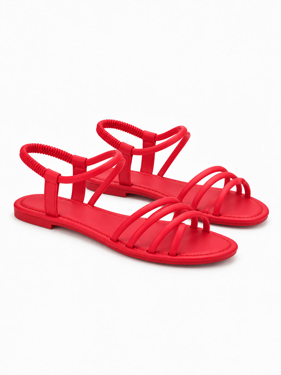 Odile – Sandale bohème femme – Rouge — trois quarts