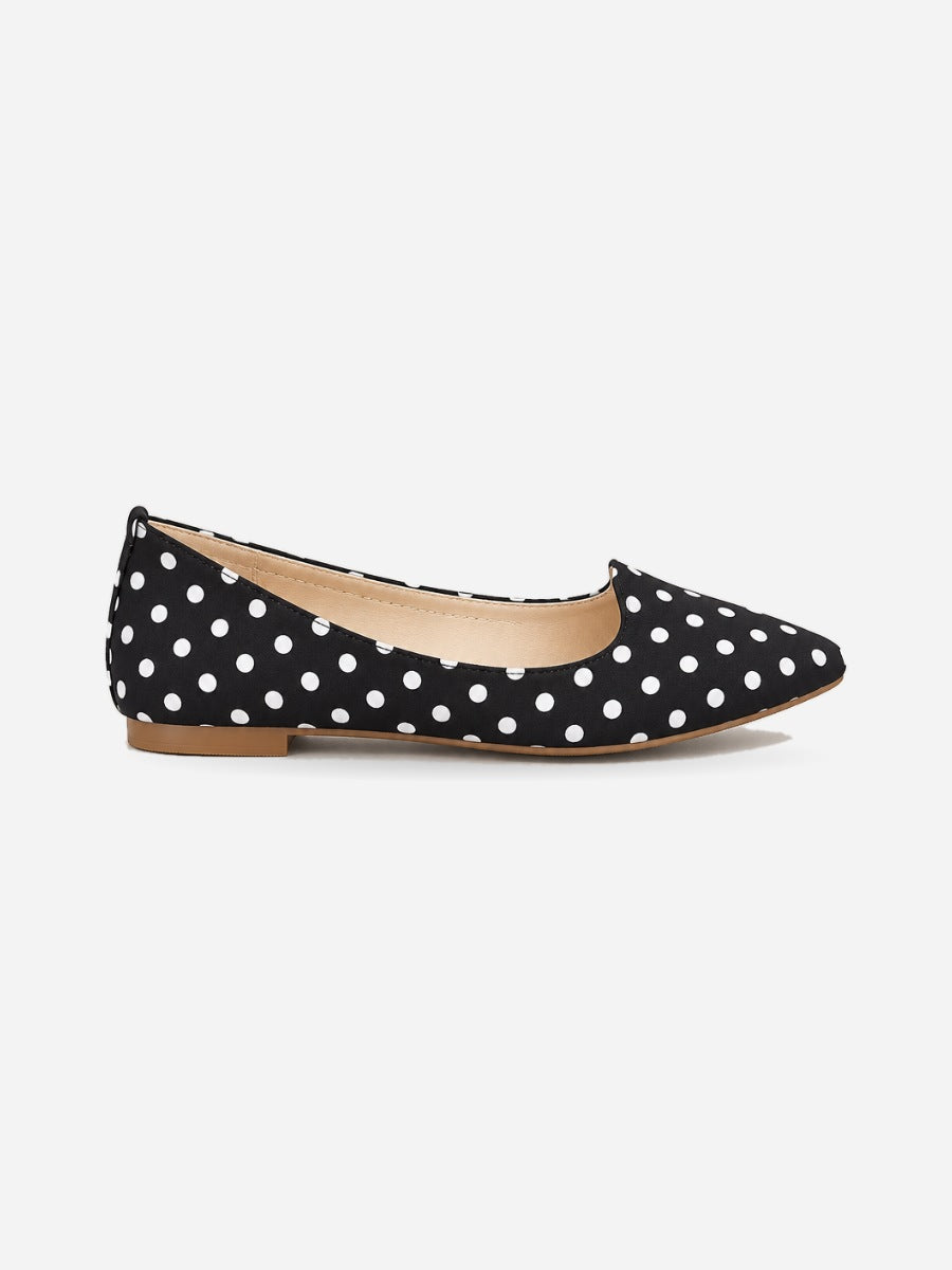 Olga – Mocassin à pois femme – Noir — profil droit