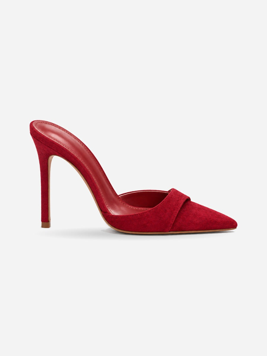 Olivia-Marie – Mule de mariage à talon fin femme – Rouge — profil droit