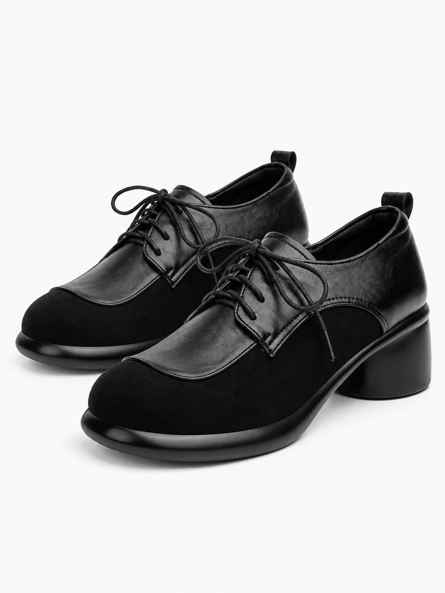 Ombeline – Chaussure Oxford noire femme — paire 3/4