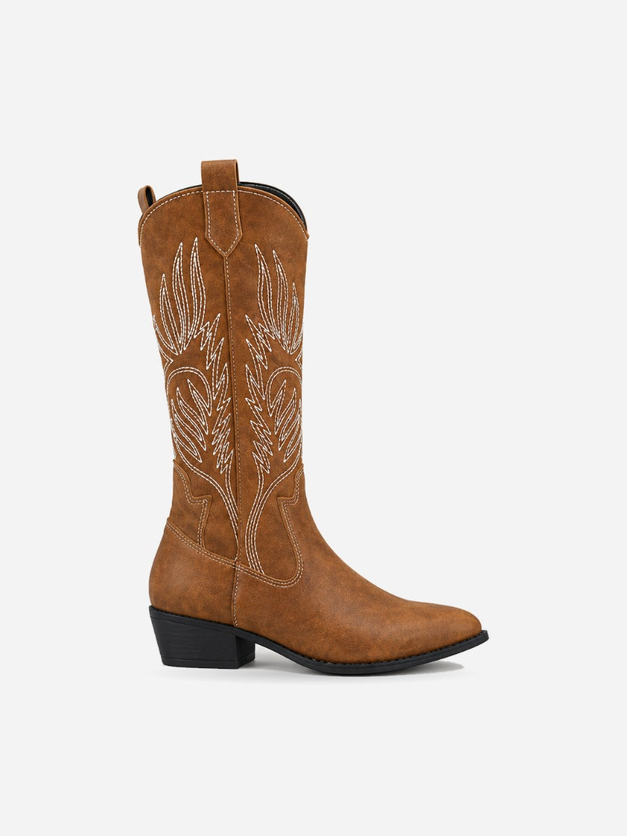 Paloma – Botte mi-mollet western femme – Marron — profil droit