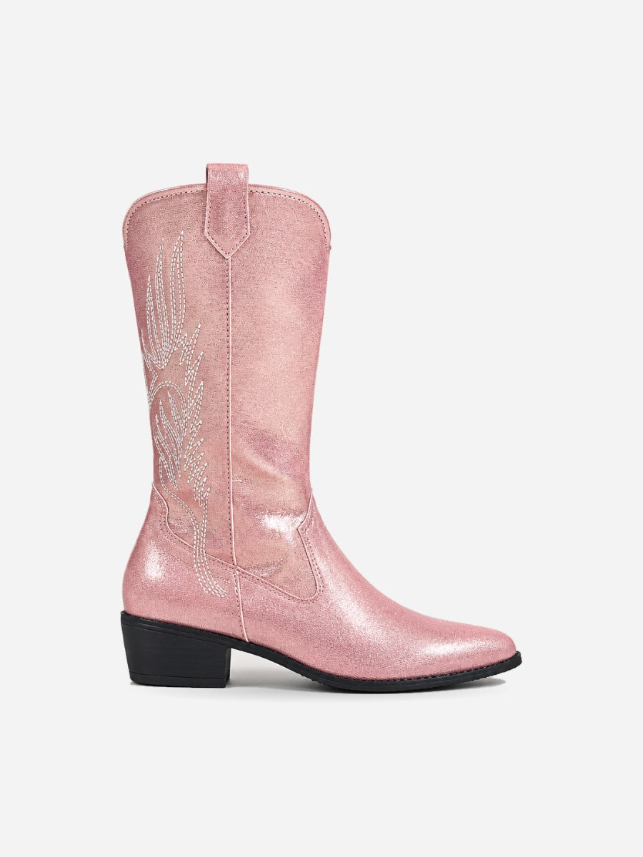 Paloma – Botte mi-mollet western femme – Rose — profil droit