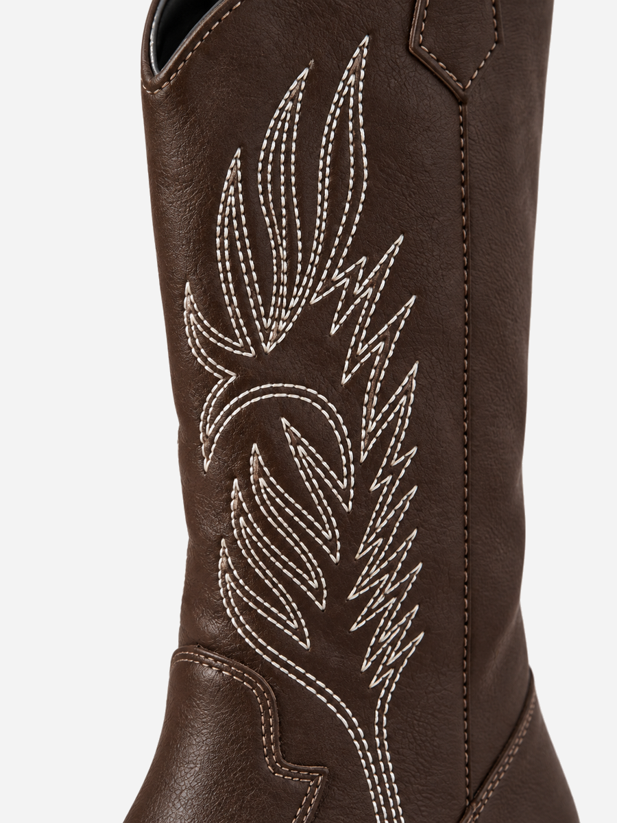 Paloma – Botte mi-mollet western femme – Marron foncé — détail