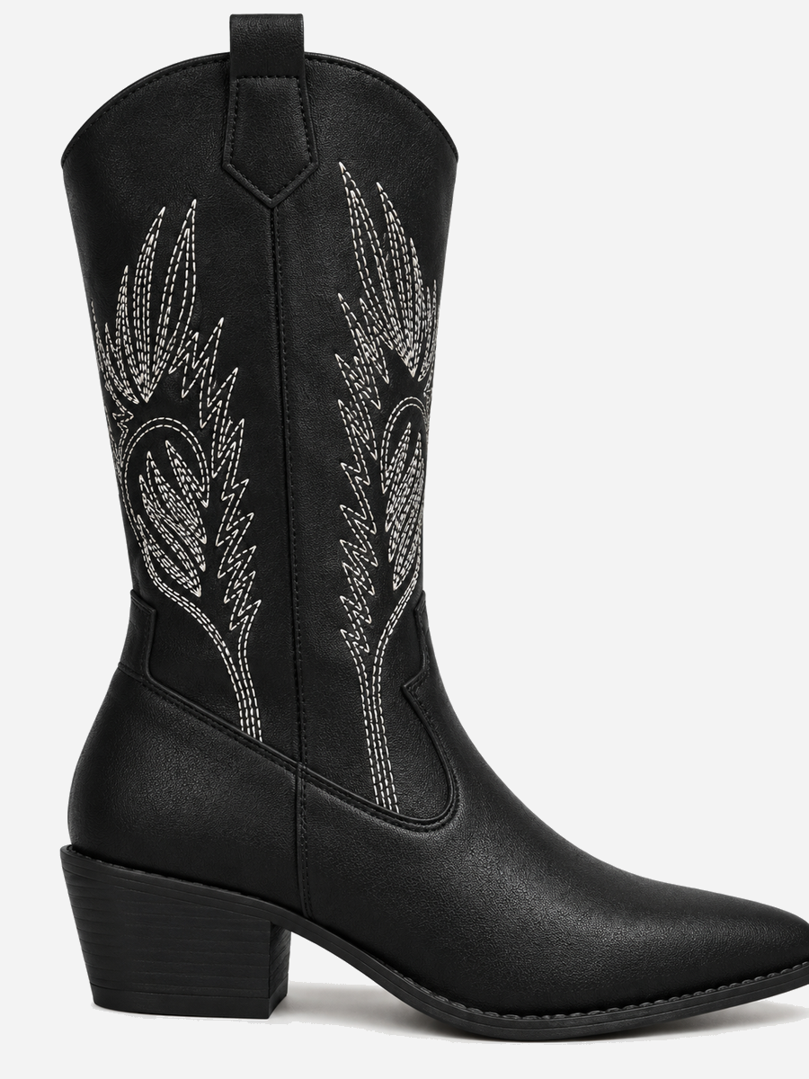 Paloma – Botte mi-mollet western femme – Noir — détail