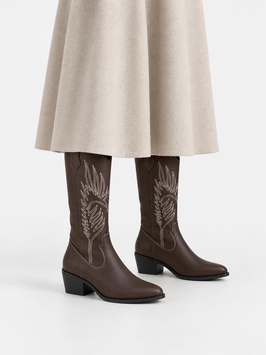 Paloma – Botte mi-mollet western femme – Rose — portée