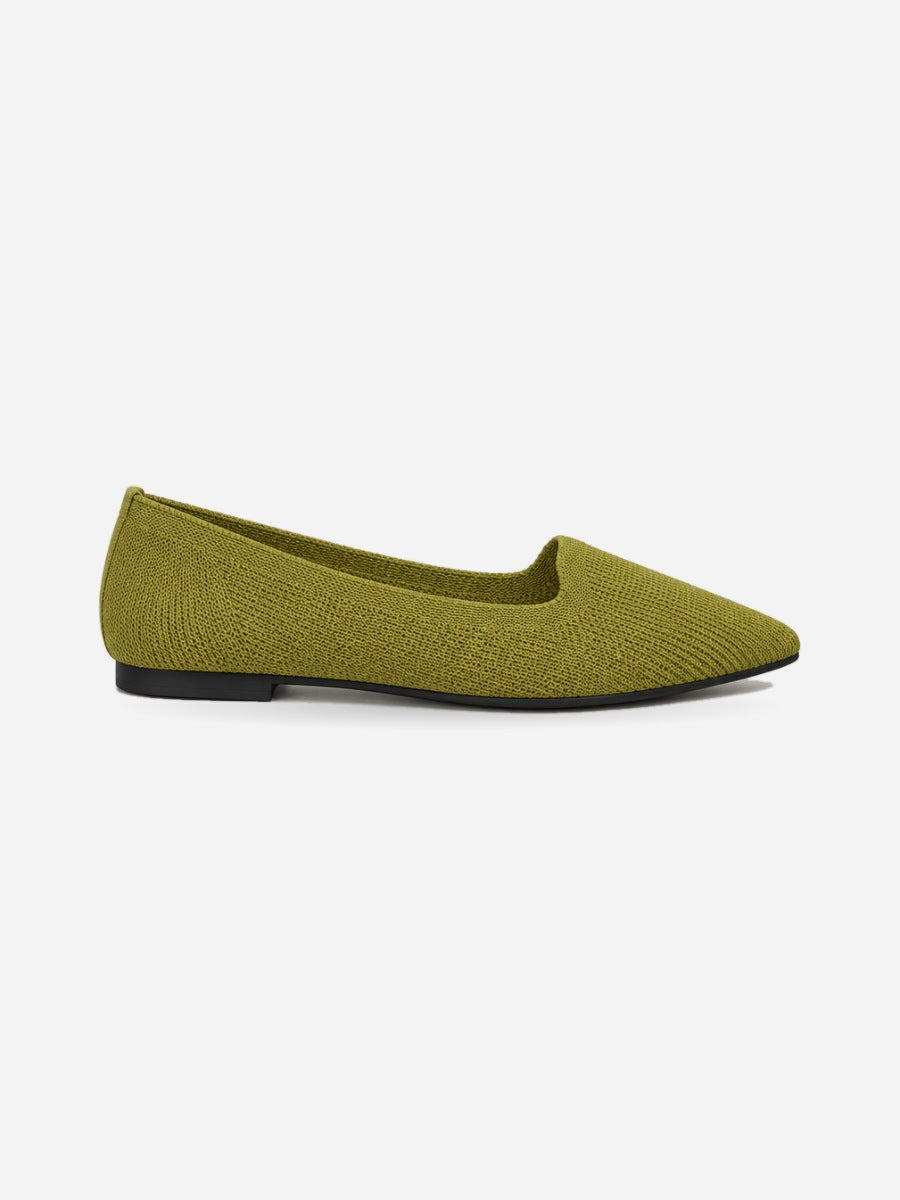 Pandora – Ballerine pointue en maille femme – Vert militaire — profil droit