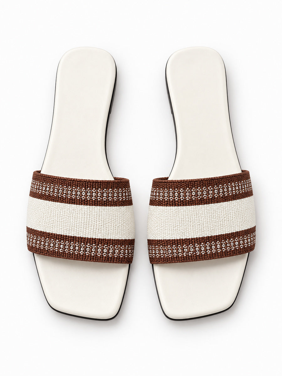 Pascale – Mule plate femme – Blanc — dessus