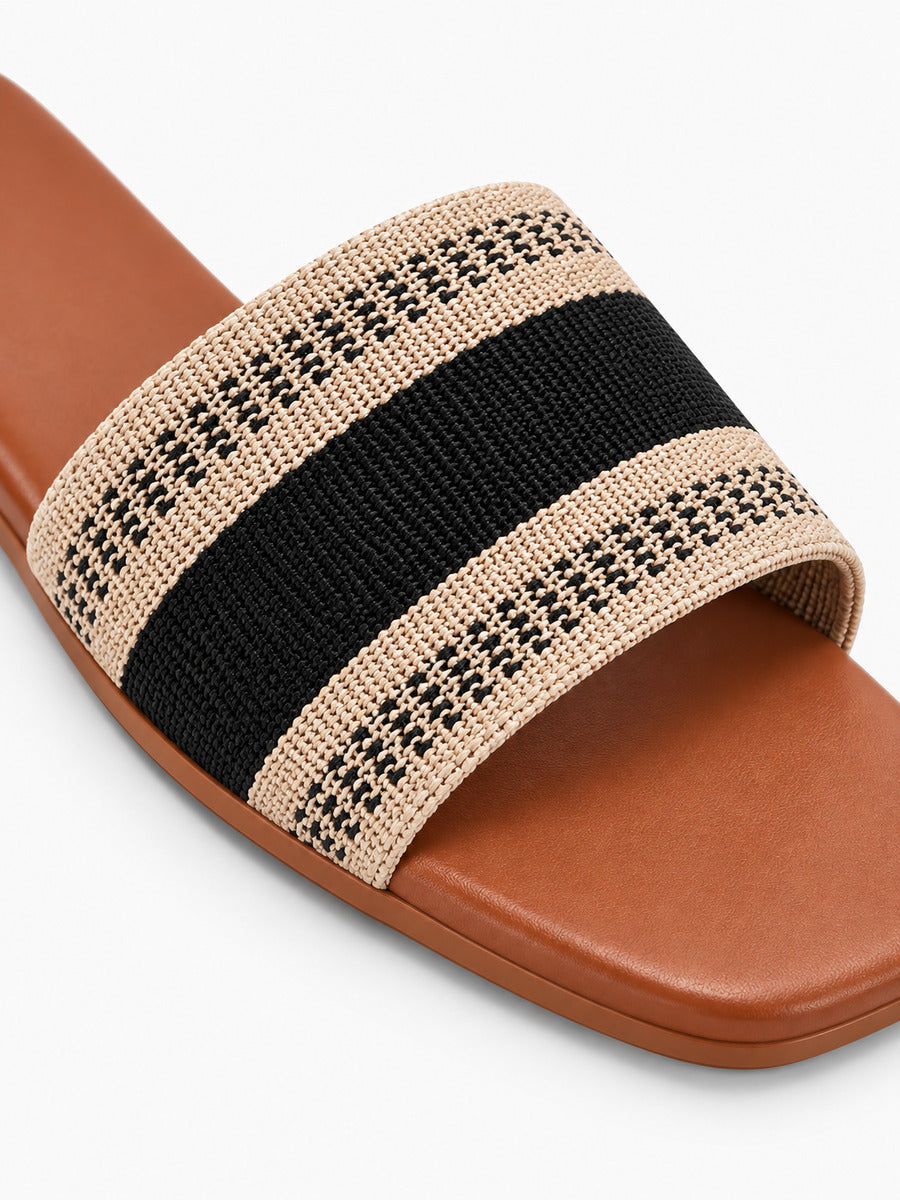 Pascale – Mule plate femme – Marron — détail