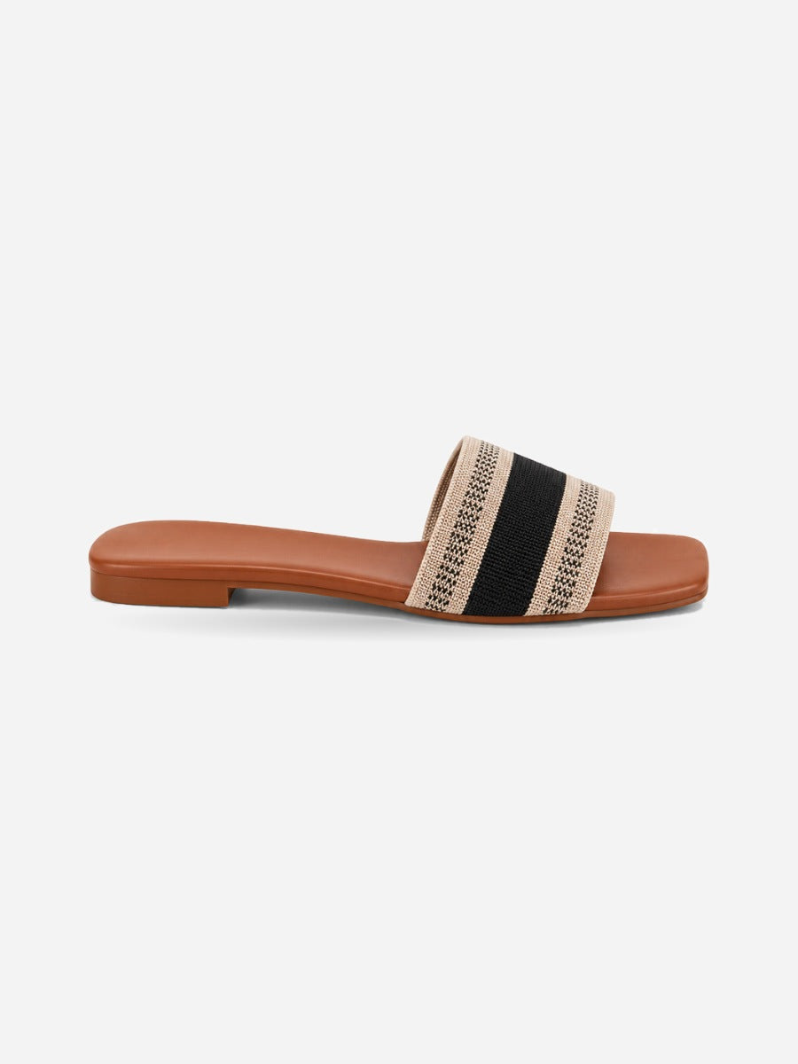 Pascale – Mule plate femme – Marron — profil droit