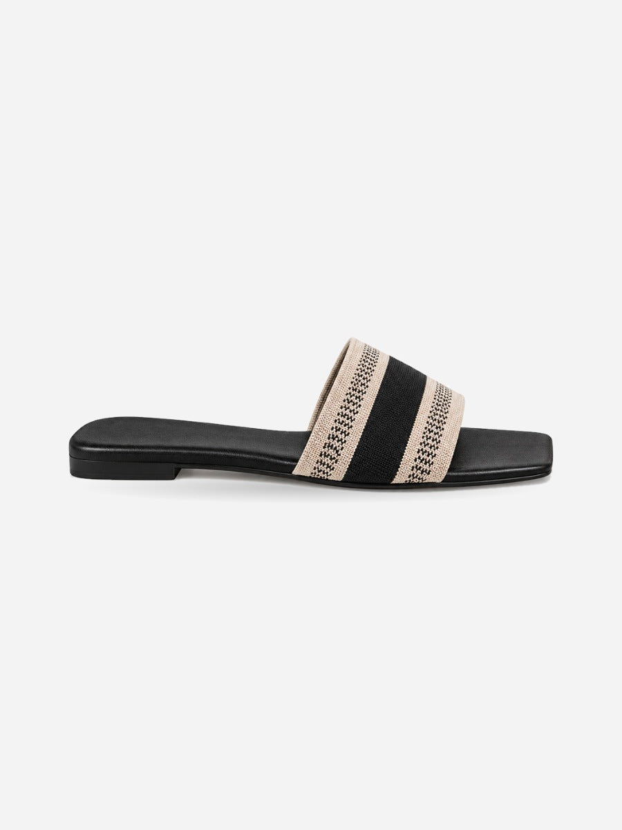 Pascale – Mule plate femme – Noir — profil droit