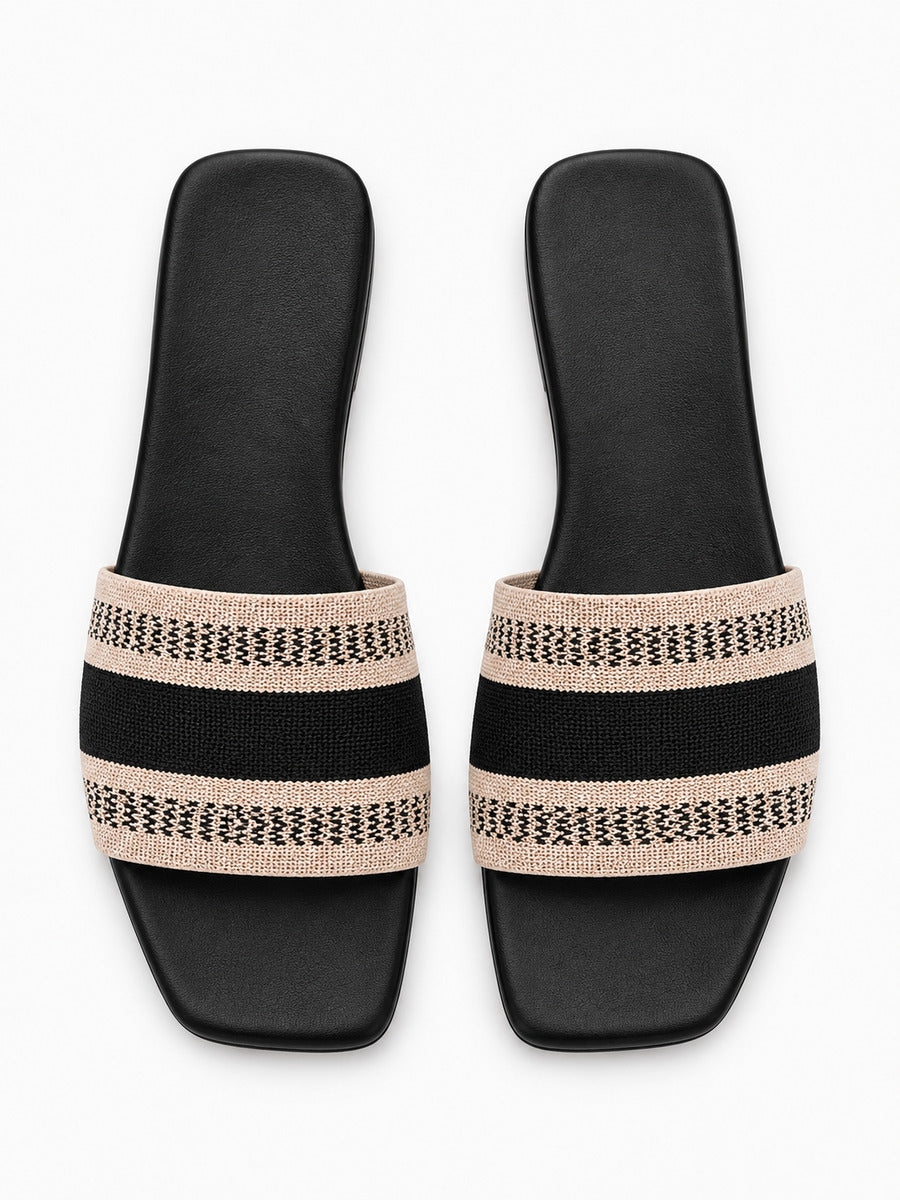 Pascale – Mule plate femme – Noir — dessus