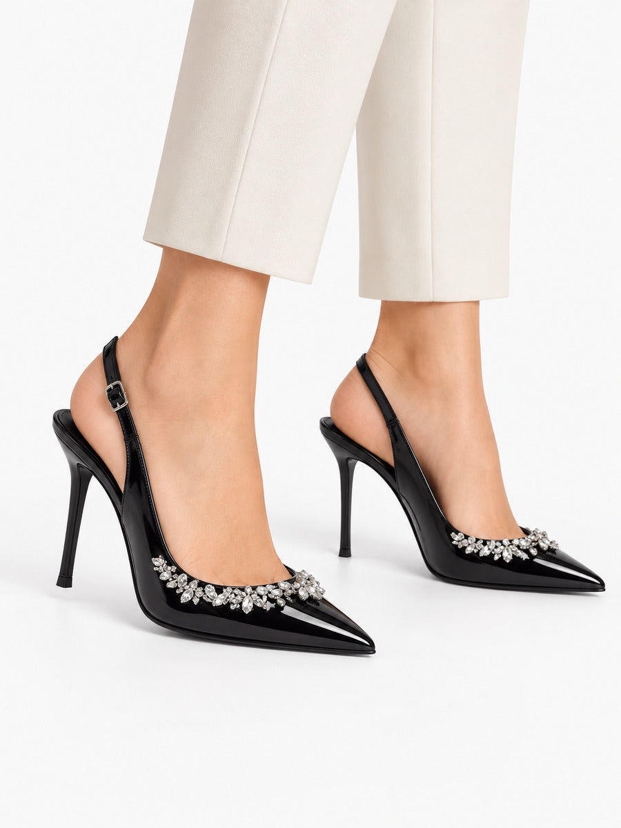 Pauline – Sandale à strass talon fin femme — portée