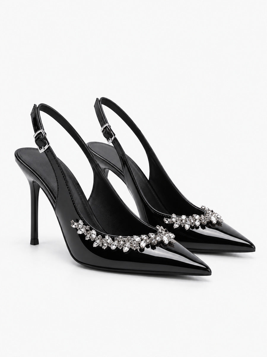 Pauline – Sandale à strass talon fin femme — paire 3/4