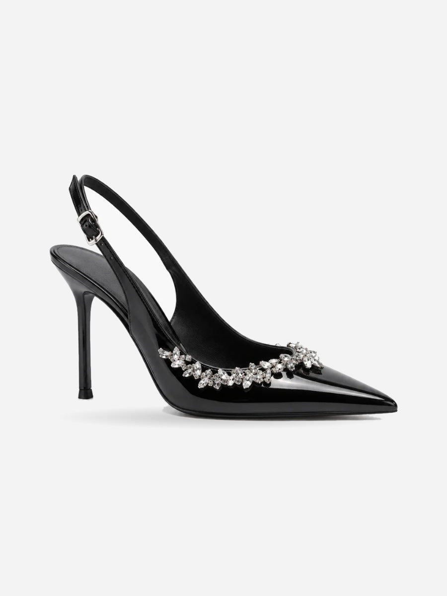 Pauline – Sandale à strass talon fin femme — profil droit