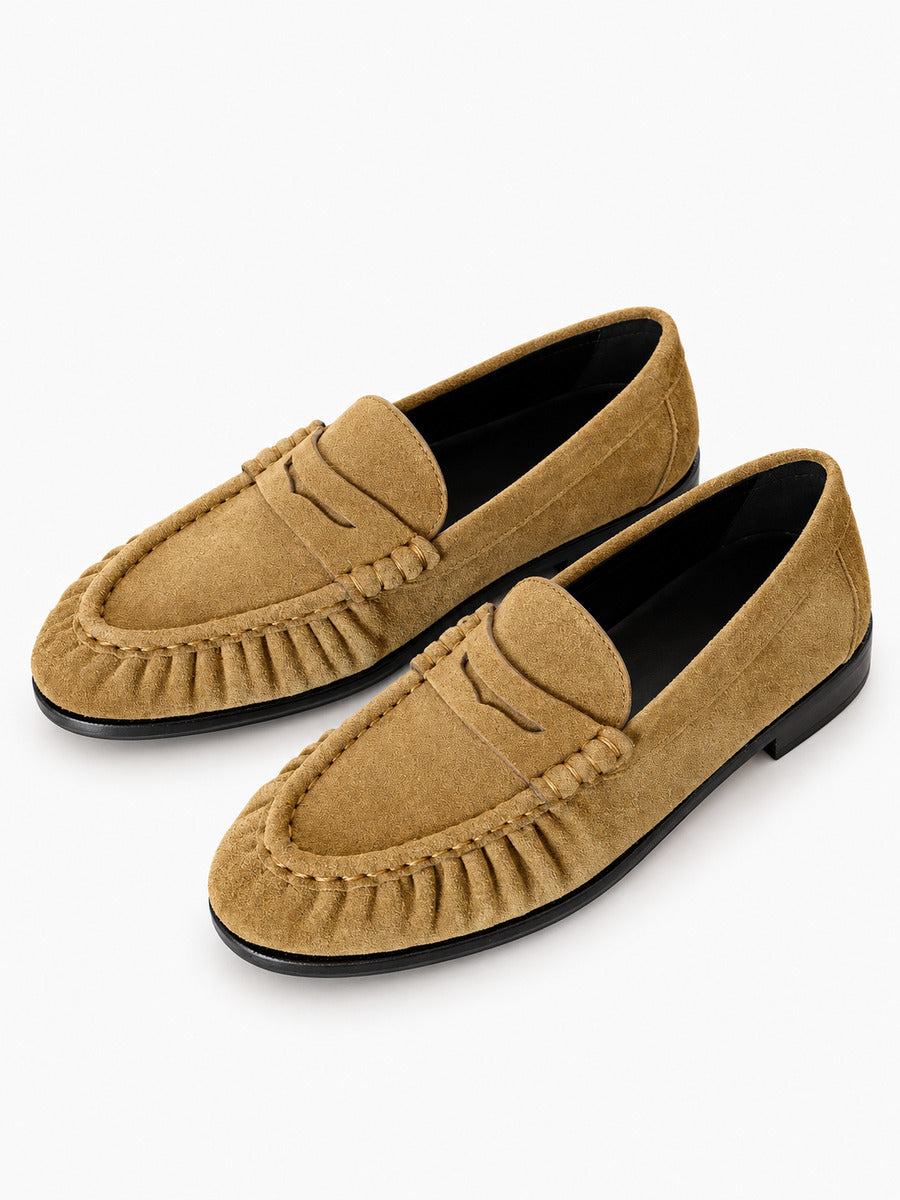 Perrine – Mocassin cousu main marron femme — paire 3/4