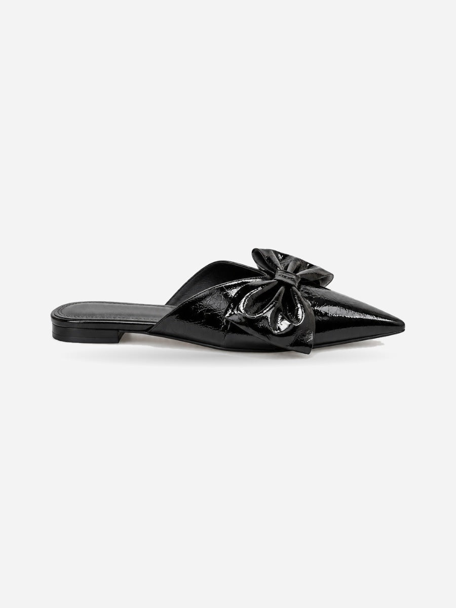 Rachel-Rose – Mule en cuir souple à nœud femme – Noir — profil droit