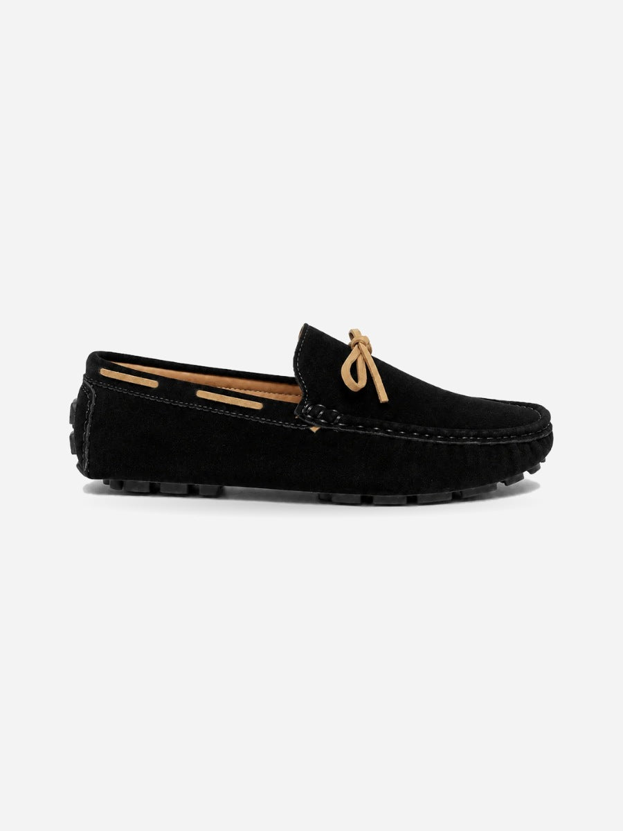 Rayan – Mocassin bateau homme – Noir — profil droit