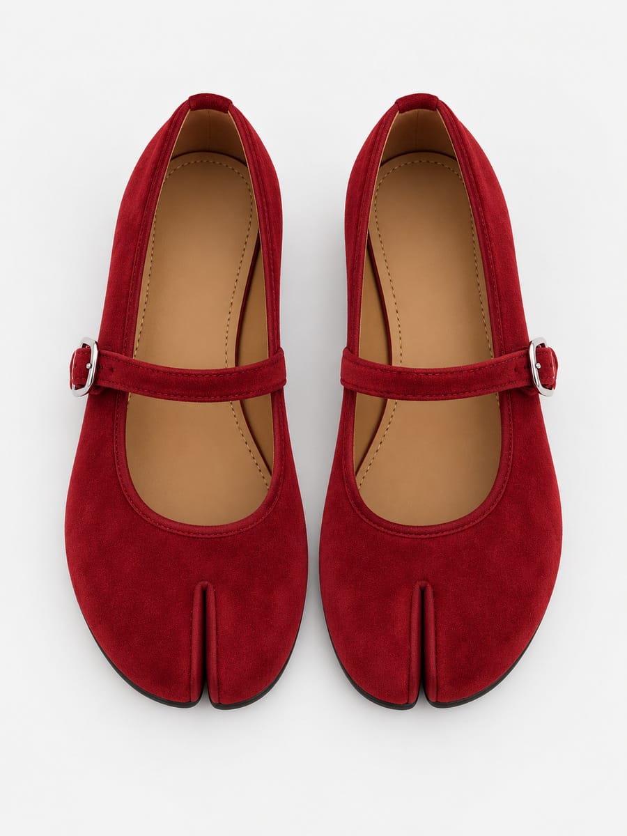 Casa Bellori Ninon – Babies tabi Mary Jane à boucle femme – Rouge