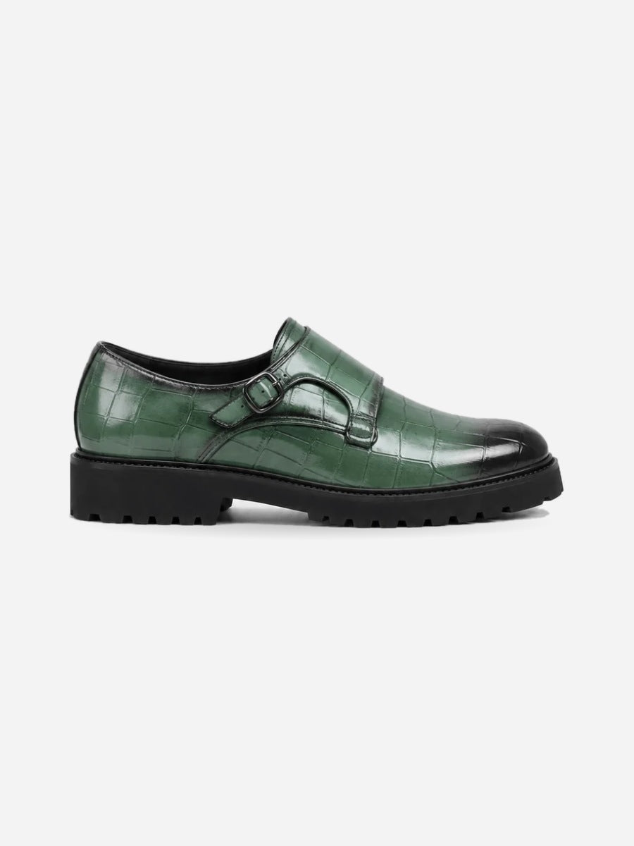 Rémi – Mocassin à double boucle homme – Vert — profil droit