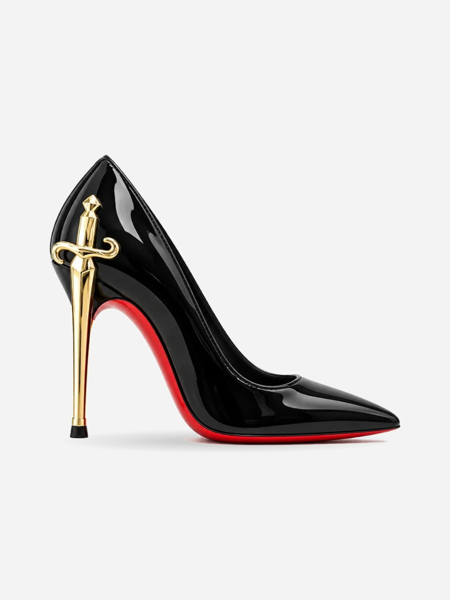 Romane – Escarpin noir à talon fin pointu femme — profil droit