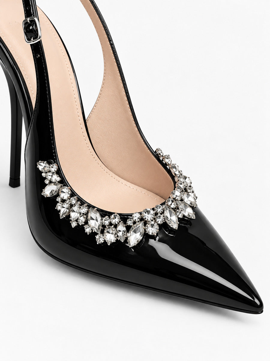 Romy – Sandale à talon fin et strass femme — détail