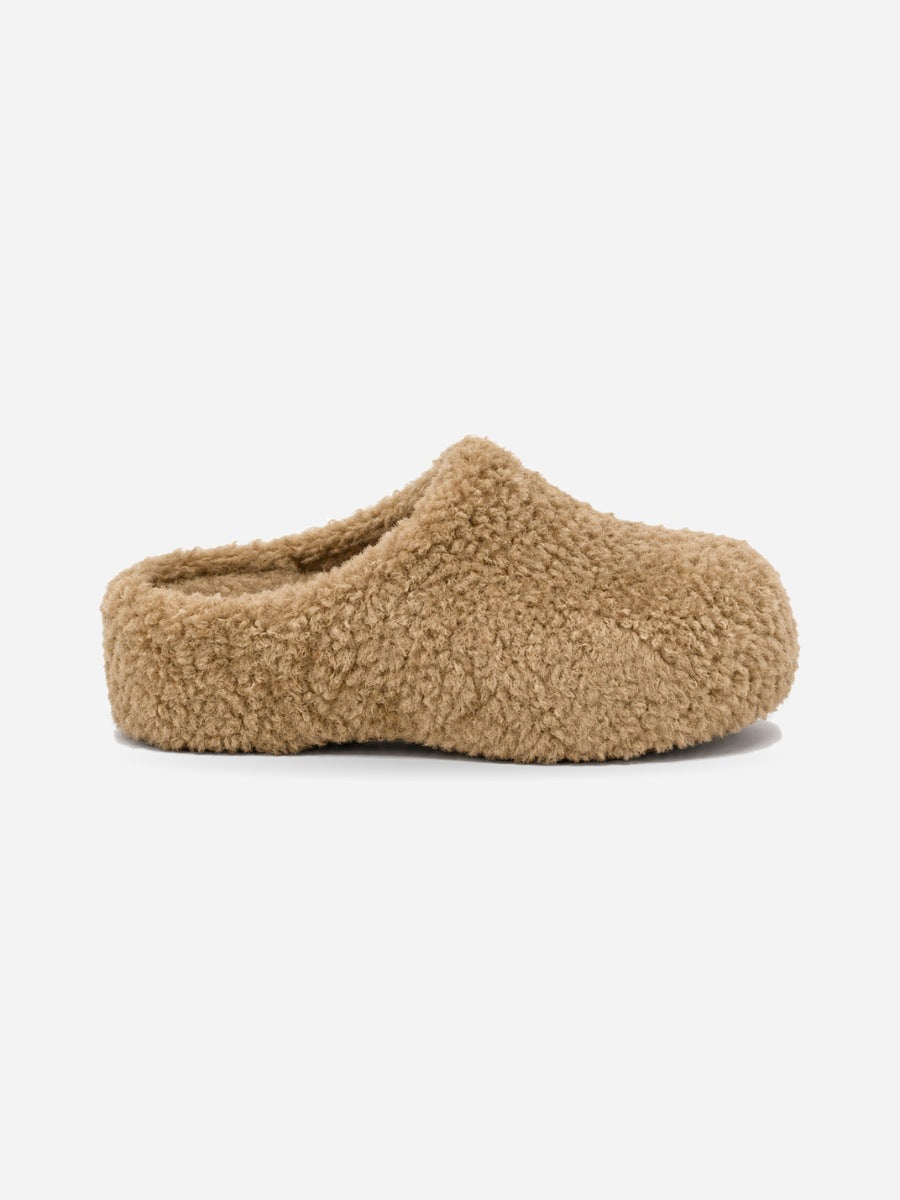 Romy-Rose – Mule plateforme fourrée femme – Kaki — profil droit