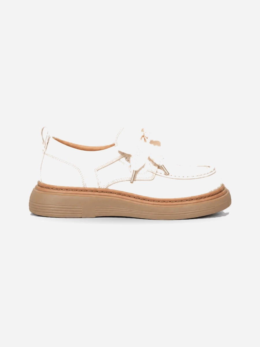 Rose – Mocassin enfant fille – Beige — profil droit