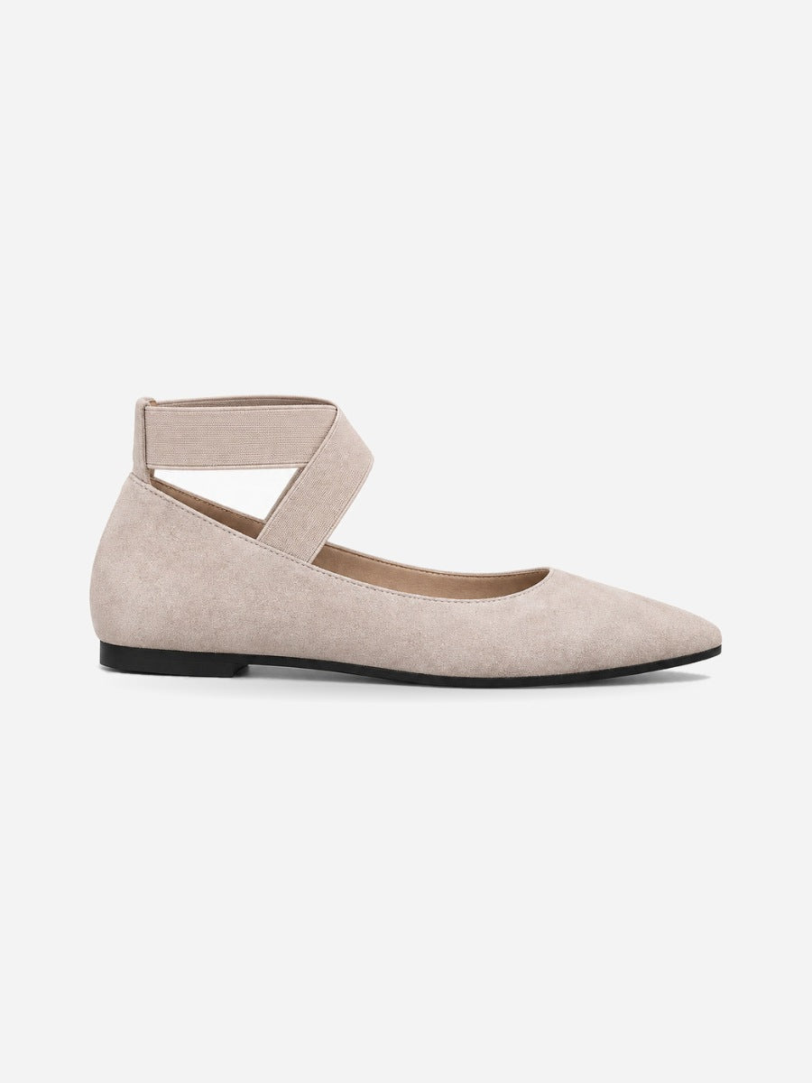 Rosine – Ballerine à bride élastique femme – Beige — profil droit