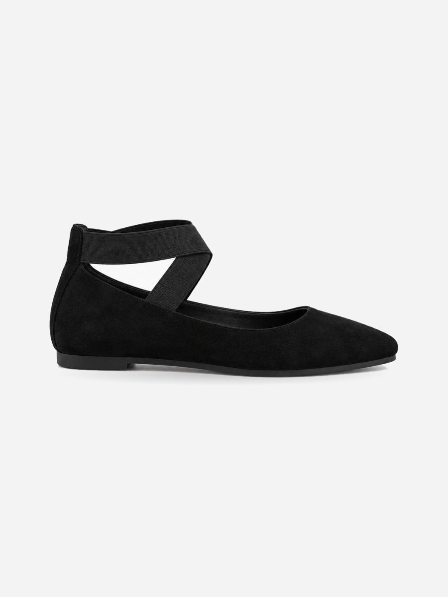 Rosine – Ballerine à bride élastique femme – Noir — profil droit