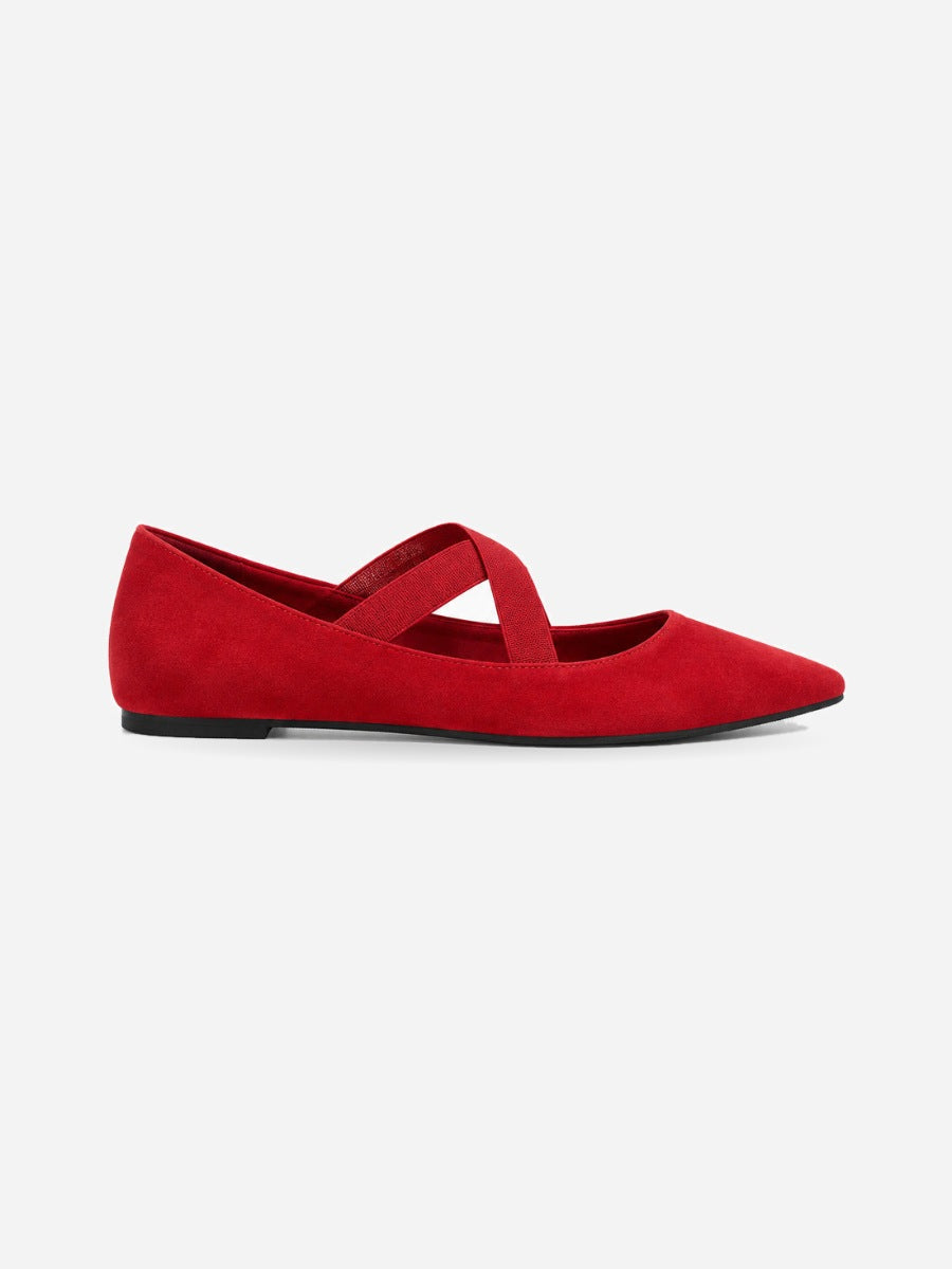 Rosine – Ballerine à bride élastique femme – Rouge — profil droit
