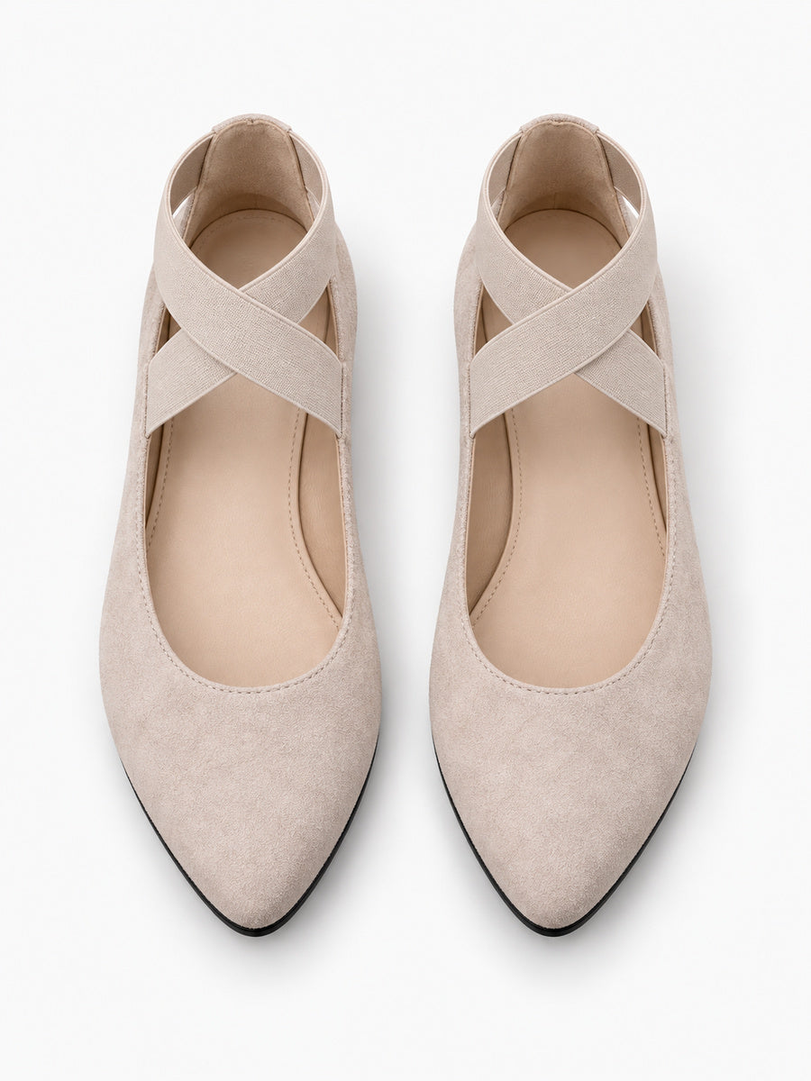 Rosine – Ballerine à bride élastique femme – Beige — dessus