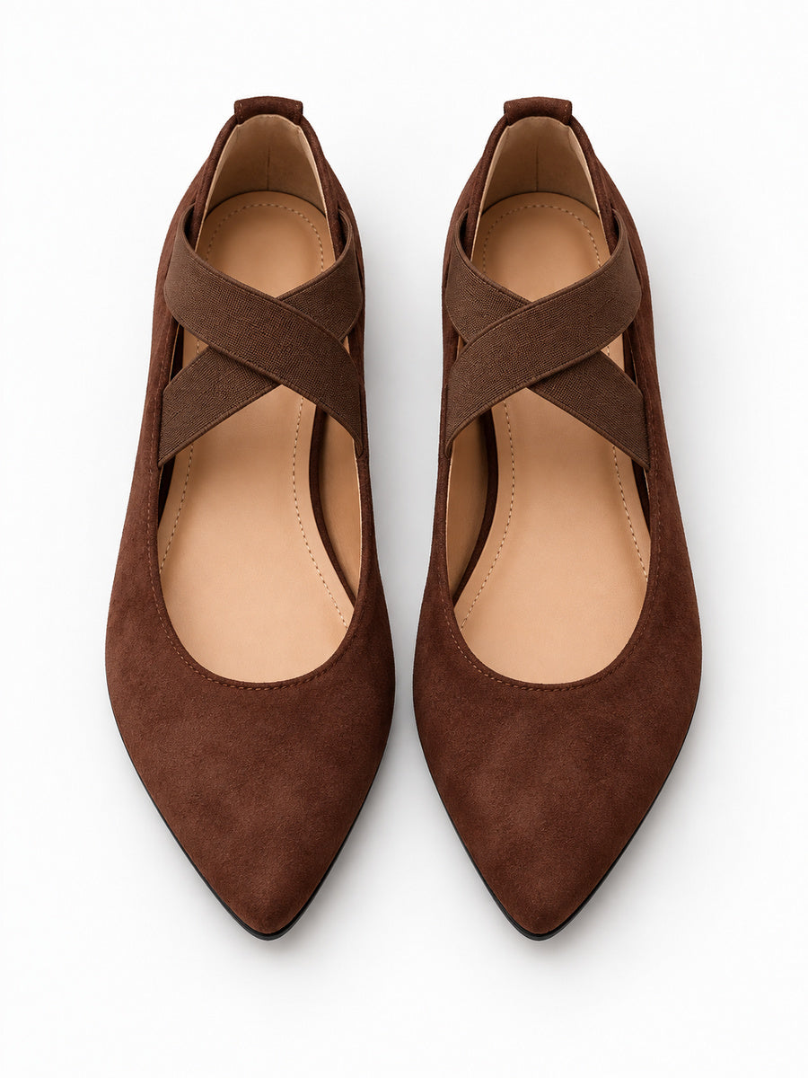 Rosine – Ballerine à bride élastique femme – Marron — dessus