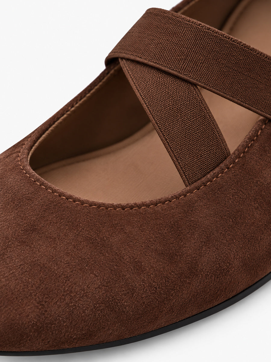 Rosine – Ballerine à bride élastique femme – Marron — détail