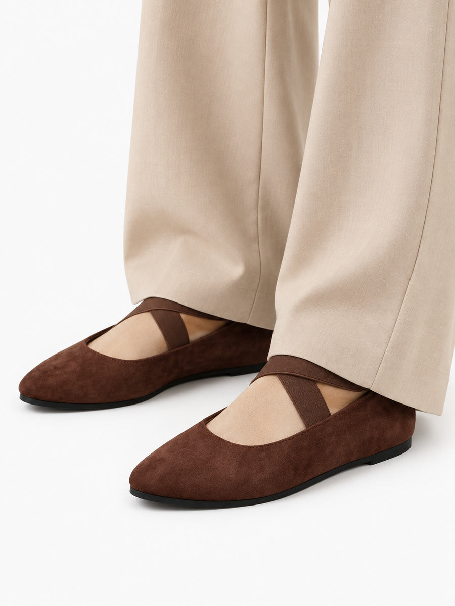 Rosine – Ballerine à bride élastique femme – Marron — portée