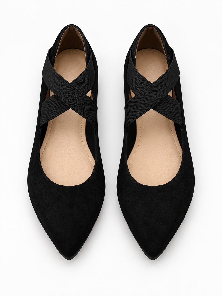 Rosine – Ballerine à bride élastique femme – Noir — dessus