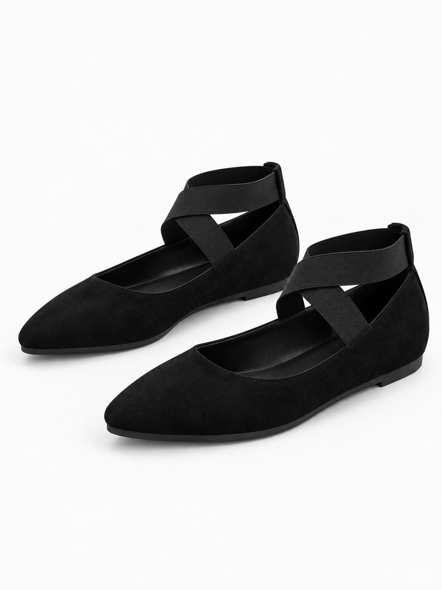Rosine – Ballerine à bride élastique femme – Noir — trois quarts