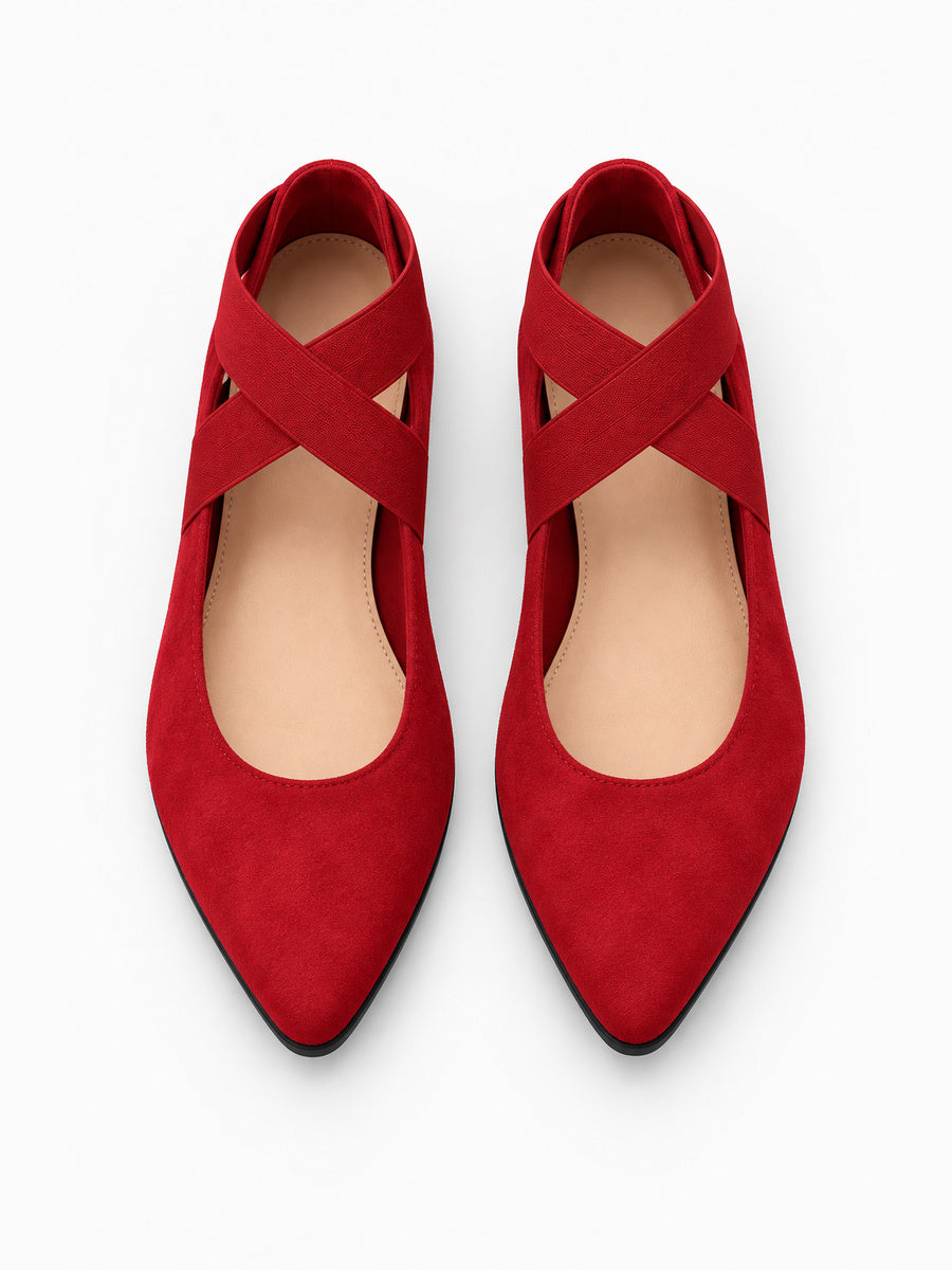 Rosine – Ballerine à bride élastique femme – Rouge — dessus