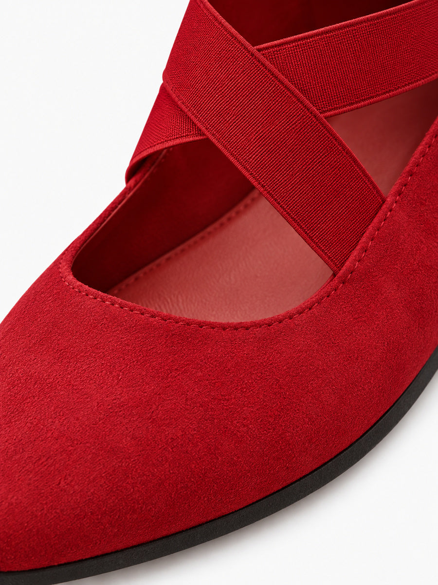 Rosine – Ballerine à bride élastique femme – Rouge — détail
